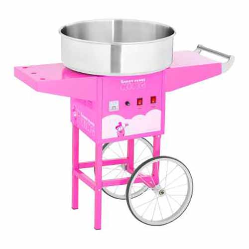 Macchina e carrello per zucchero filato 52 cm 1200 watt rosa pastello